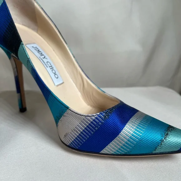 Jimmy Choo Striped Blue Heels